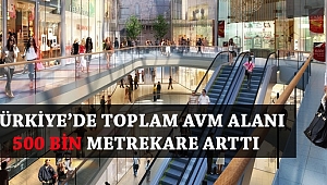 TÜRKİYE’DE TOPLAM AVM ALANI 500 BİN METREKARE ARTTI 