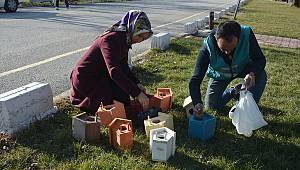 Elbistan'da ağaçlara kuş yuvası konuluyor 
