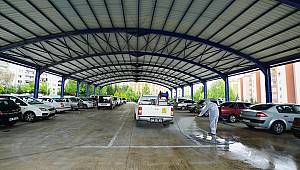 Sabit pazar yerleri dezenfekte edildi 