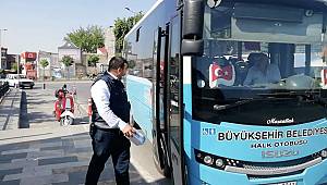 Toplu taşıma araçları dezenfekte edildi 