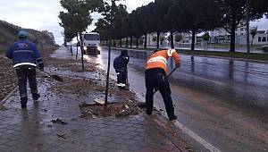Yağışların getirdiği atıklar temizleniyor 