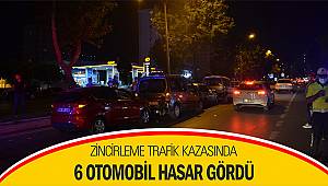 Zincirleme trafik kazasında 6 otomobil hasar gördü