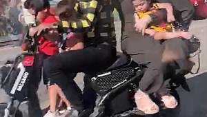 Kahramanmaraş'ta motosiklet üzerinde tehlikeli yolculuk 