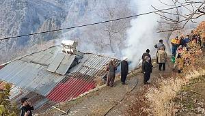 Bertiz'de sobadan çıkan kıvılcım evi yaktı 