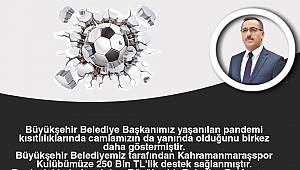 Büyükşehir’den Kahramanmaraşspor’a 250 Bin TL Destek 