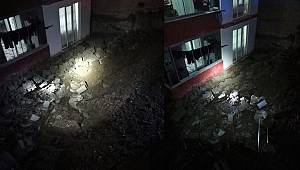 Kahramanmaraş’ta apartmanın istinat duvarı çöktü 