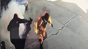 Yangında dehşet anları kameraya yansıdı 