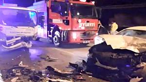 Çöp kamyonu ile otomobil çarpıştı: 1 yaralı