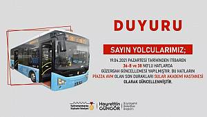 İki Hatta Güzergâh Güncellendi 