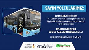 Büyükşehir Otobüsleri Bayramda Ücretsiz 