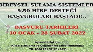 Bireysel Sulama Sistemleri Hibe Desteği Başvuruları Başladı