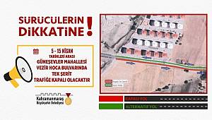 O Bulvarın Tek Şeridi 15 Nisan’a Kadar Kapalı