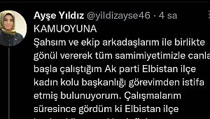 AK Parti Elbistan Kadın Kolları Başkanı istifa etti
