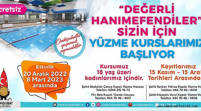 Onikişubat Belediyesi'nden kadınlara özel yüzme kursu..