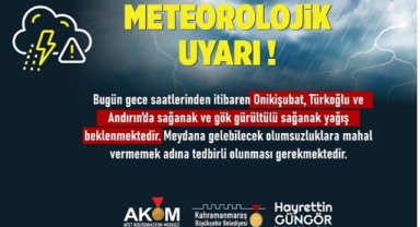 Onikişubat, Türkoğlu ve Andırın’da Sağanak Yağış Uyarısı!..