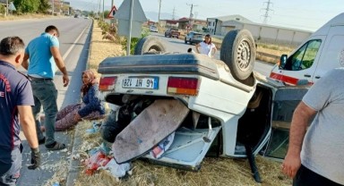 Pazarcık’ta otomobil takla attı: 4 yaralı