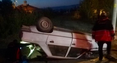 Elbistan‘da otomobil ters döndü sürücüsü yaralandı