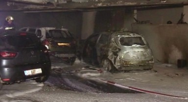 Apartman Otoparkında Korkutan Yangın..