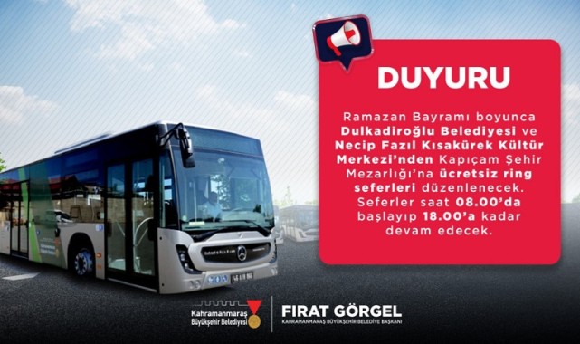 Büyükşehir’den Bayramda Şehir Merkezinden Kapıçam Mezarlığı’na Ücretsiz Toplu Taşıma..