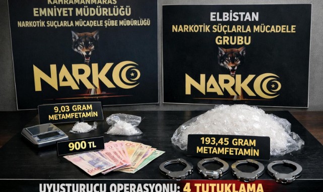 Kahramanmaraş’ta uyuşturucu operasyonu: 4 tutuklama