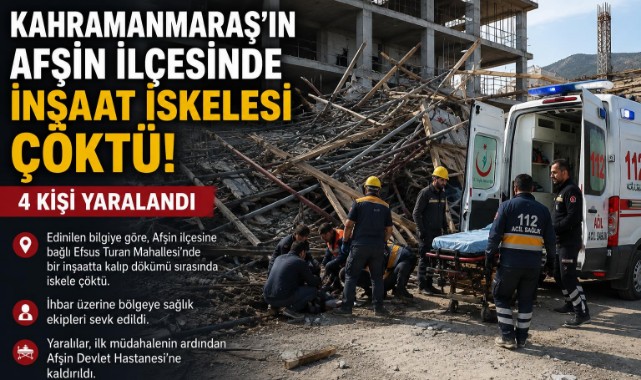 Kahramanmaraş’ta İnşaat İskelesi Çöktü: 4 İşçi Yaralandı